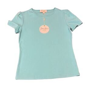 NWT Julie Brown New York Aqua Tshirt - Puff Sleeve medium